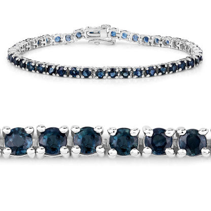 12.04 Carat Genuine Blue Sapphire .925 Sterling Silver Bracelet Bids.com