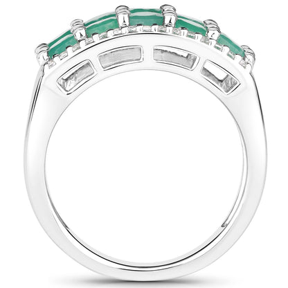 1.85 Carat Genuine Emerald and White Topaz .925 Sterling Silver Ring Bids.com
