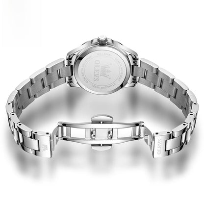 Women's Stainless Steel Watch Lavender Dial Calendar BandsCo Straps