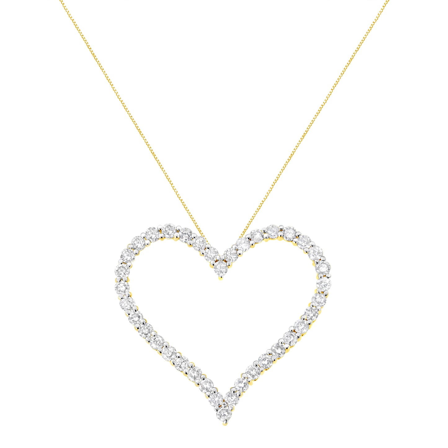 10k Yellow Gold Plated .925 Sterling Silver 3.0 cttw Round-Cut Diamond Open Heart Pendant Necklace (J-K Color, I1-I2 Clarity) - 18" Bids.com