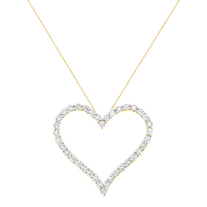 10k Yellow Gold Plated .925 Sterling Silver 3.0 cttw Round-Cut Diamond Open Heart Pendant Necklace (J-K Color, I1-I2 Clarity) - 18" Bids.com