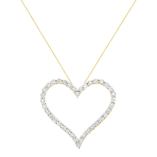 10k Yellow Gold Plated .925 Sterling Silver 3.0 cttw Round-Cut Diamond Open Heart Pendant Necklace (J-K Color, I1-I2 Clarity) - 18" Bids.com