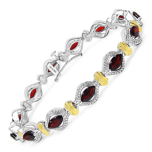 Two Tone Plated 8.45 Carat Genuine Garnet .925 Sterling Silver Bracelet Bids.com