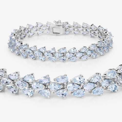 14.11 Carat Genuine Aquamarine .925 Sterling Silver Bracelet Bids.com
