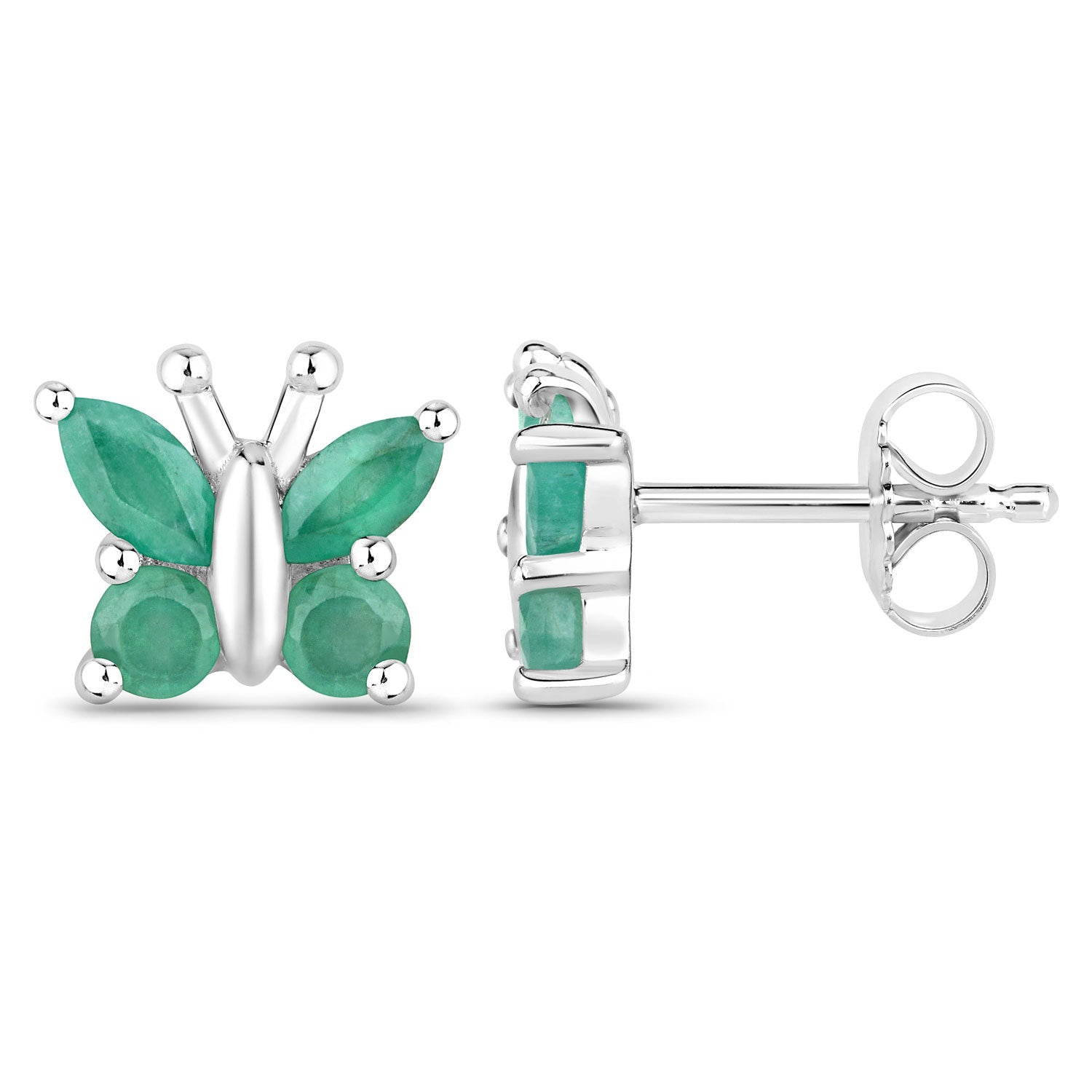 0.88 Carat Genuine Emerald .925 Sterling Silver Earrings Bids.com