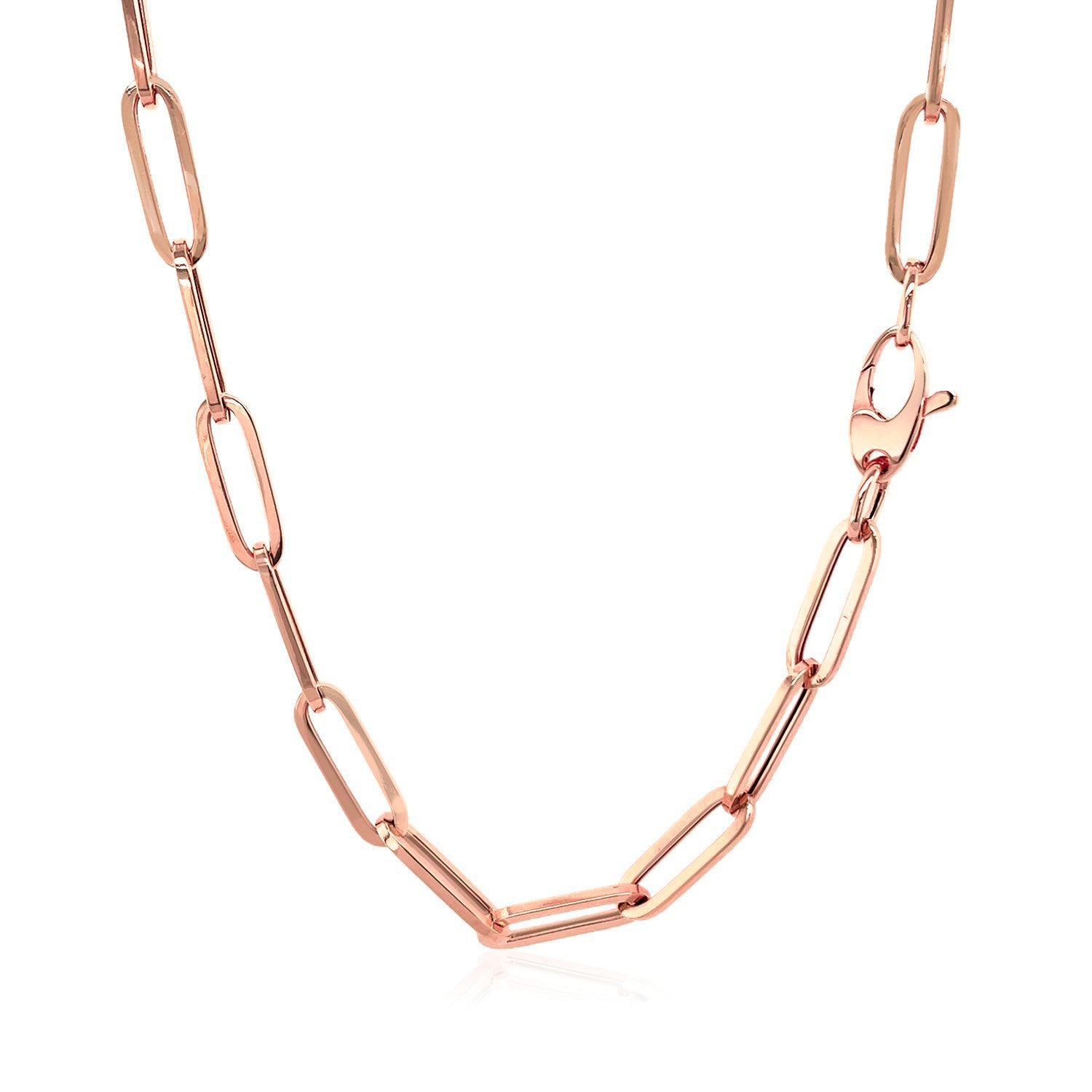 14K Rose Gold Bold Paperclip Chain (4.2 mm) Bids.com