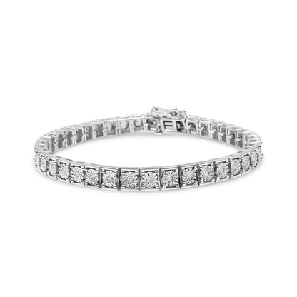 .925 Sterling Silver 1/4 Cttw Diamond Link Bracelet (I-J Color, I2-I3 Clarity) - Size 7.25" Bids.com