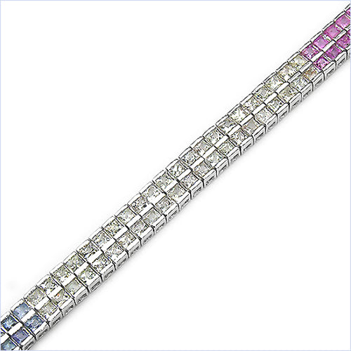 9.50 Carat Genuine Multi sapphire Sterling Silver Bracelet Bids.com