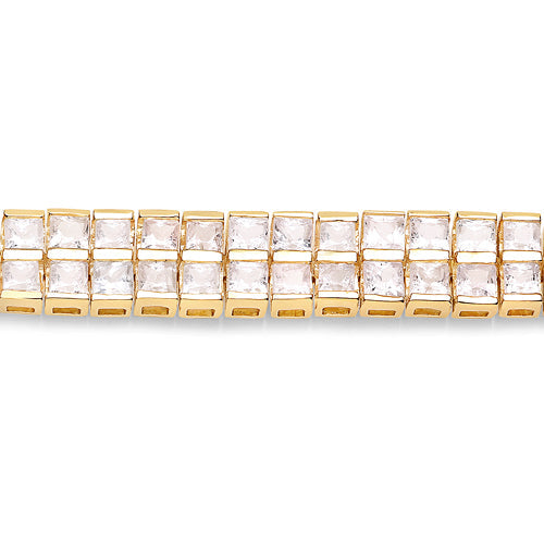 14K Yellow Gold Plated 9.52 Carat Genuine Blue Sapphire and White Sapphire .925 Sterling Silver Bracelet Bids.com