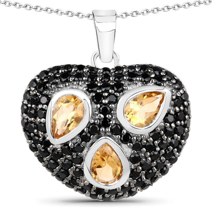 3.19 Carat Genuine Citrine and Black Spinel .925 Sterling Silver Pendant Bids.com