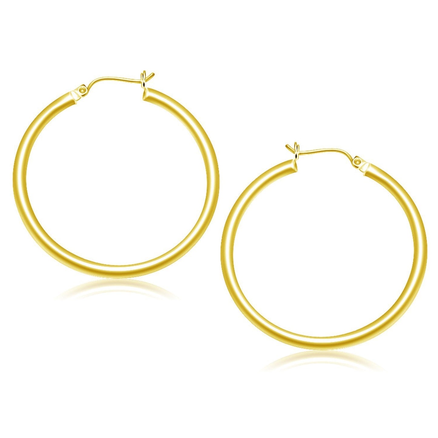 14k Yellow Gold Polished Hoop Earrings (40 mm) Bids.com