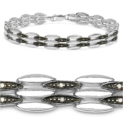0.22 Carat Genuine Champagne Diamond .925 Sterling Silver Bracelet Bids.com