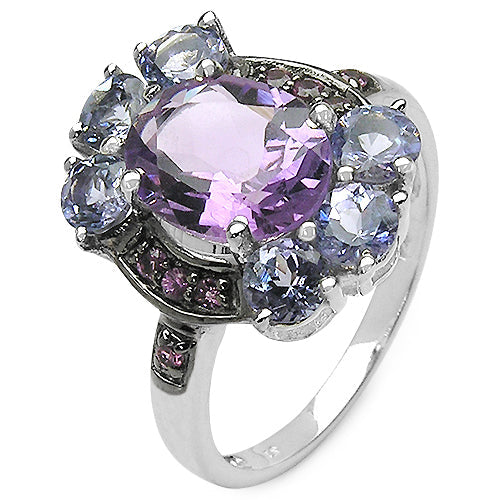 4.04 Carat Genuine Amethyst & Tanzanite .925 Sterling Silver Ring Bids.com