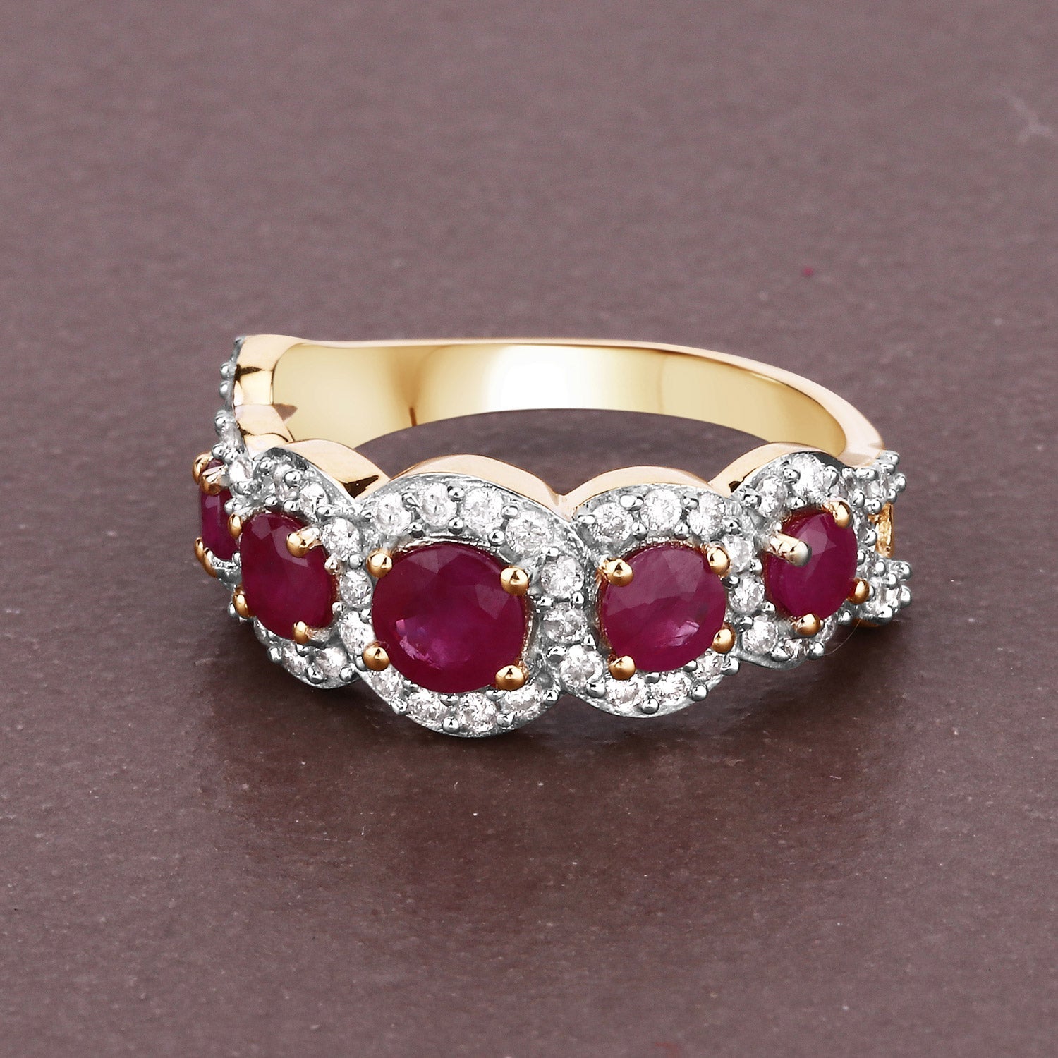 1.99 Carat Genuine Ruby and White Diamond 14K Yellow Gold Ring Bids.com