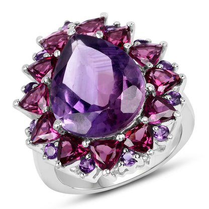 11.22 Carat Genuine Amethyst & Rhodolite .925 Sterling Silver Ring Bids.com