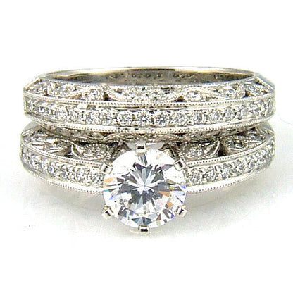 .54ct Antique Style Engagement Ring Set 18KT White Gold Bids.com