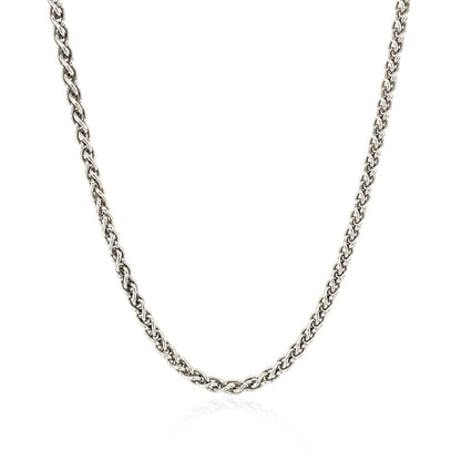 Sterling Silver Rhodium Plated Wheat Chain 2.6mm Bids.com