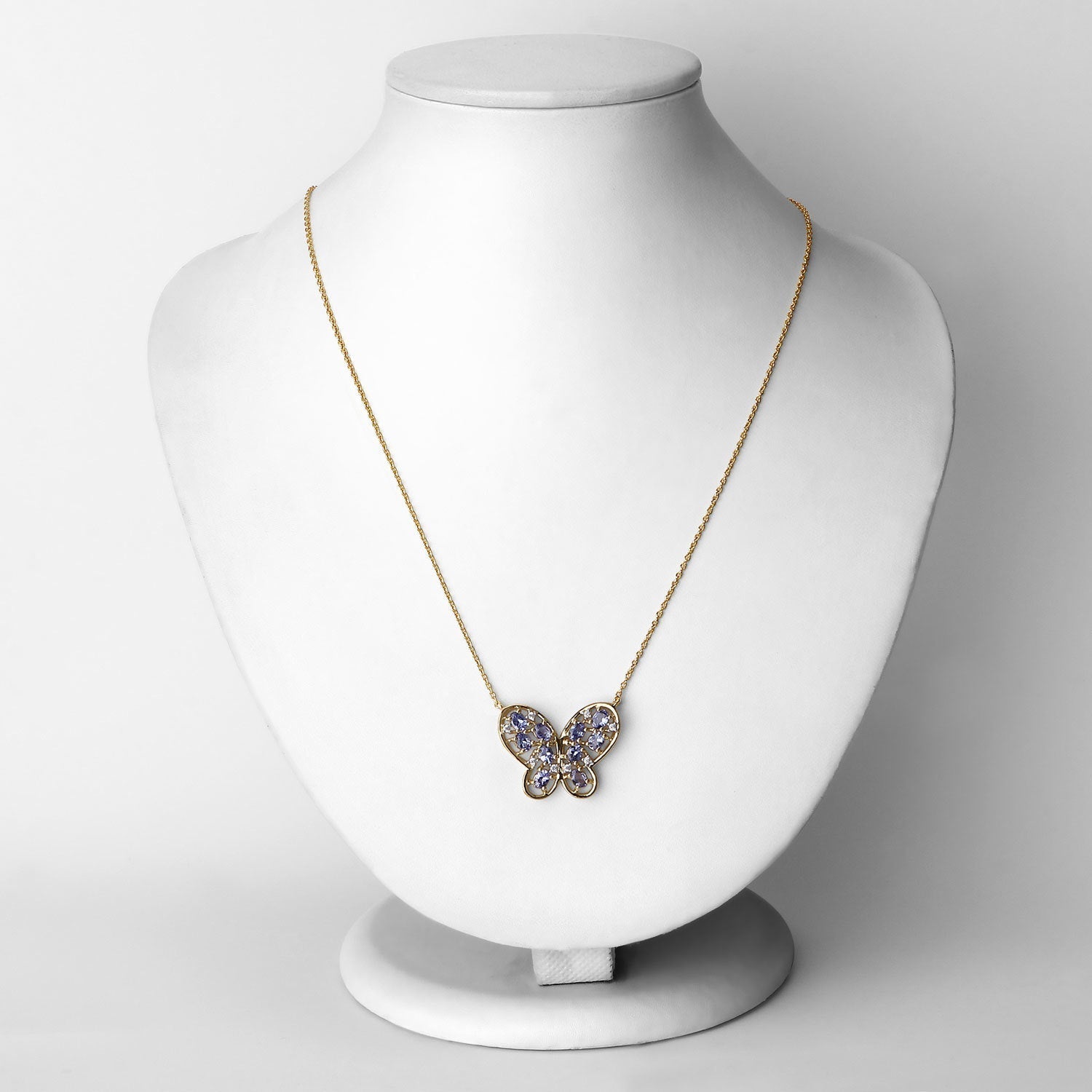 1.86 Carat Genuine Tanzanite and White Zircon .925 Sterling Silver Necklace Bids.com