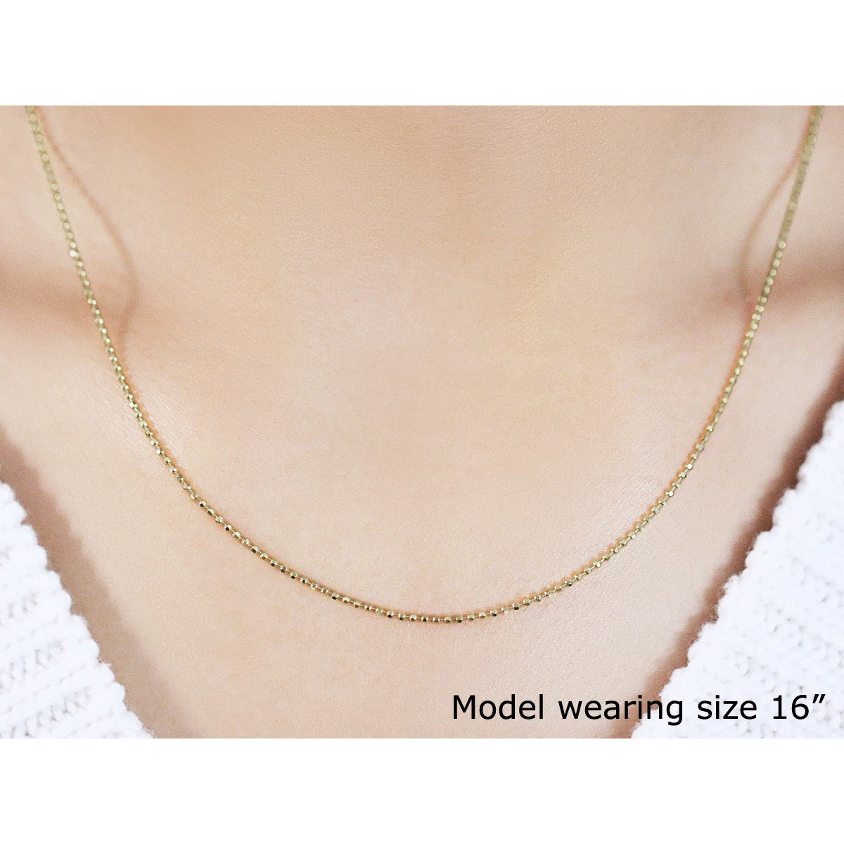 14k Yellow Gold Diamond-Cut Bead Chain 1.2mm Bids.com
