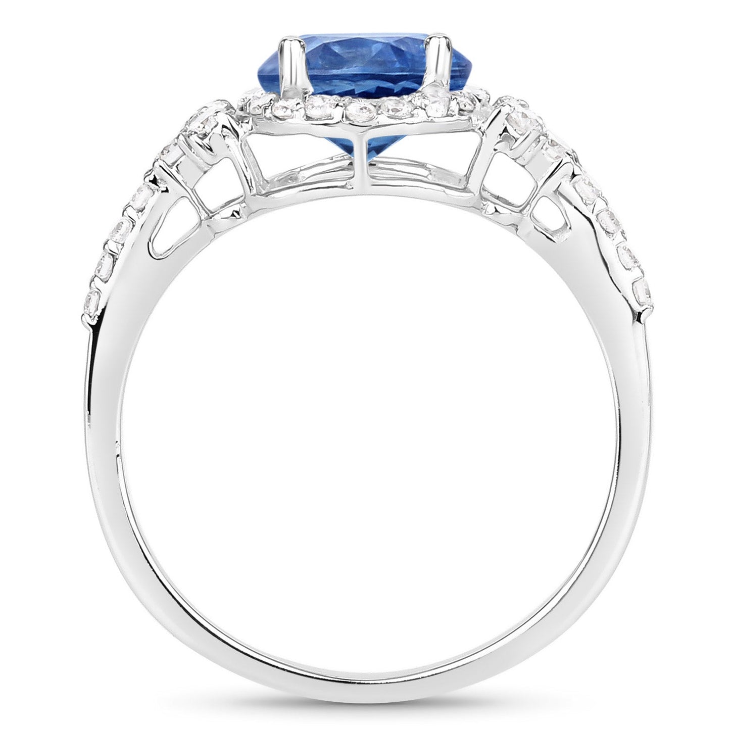 1.34 Carat Genuine Blue Sapphire and White Diamond 14K White Gold Ring Bids.com