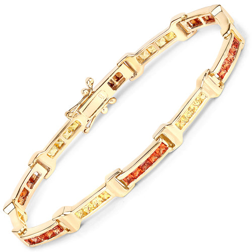 6.48 Carat Genuine Orange Sapphire and Yellow Sapphire .925 Sterling Silver Bracelet Bids.com