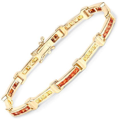 6.48 Carat Genuine Orange Sapphire and Yellow Sapphire .925 Sterling Silver Bracelet Bids.com