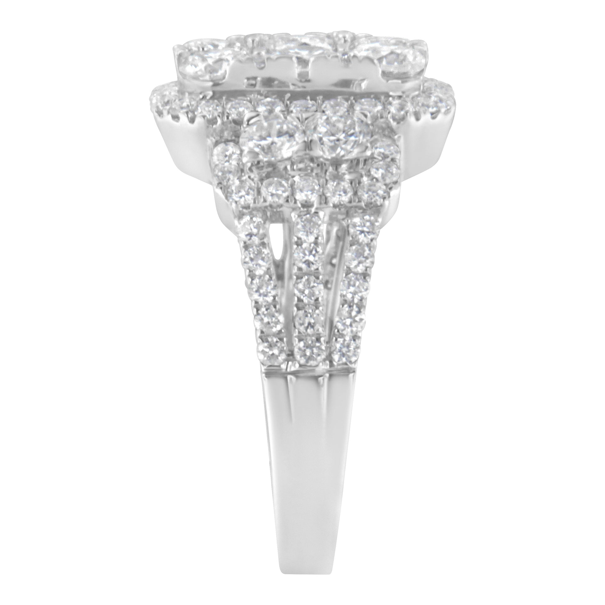 14K White Gold 2 1/4 Cttw Diamond Cocktail Cluster Ring (G-H Color, SI2-I1 Clarity) - Size 7 Bids.com
