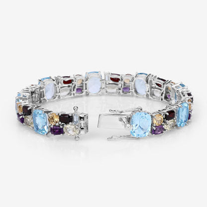51.36 Carat Genuine Multi Stones .925 Sterling Silver Bracelet Bids.com