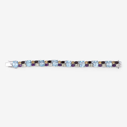 51.36 Carat Genuine Multi Stones .925 Sterling Silver Bracelet Bids.com