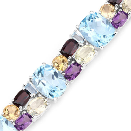51.36 Carat Genuine Multi Stones .925 Sterling Silver Bracelet Bids.com