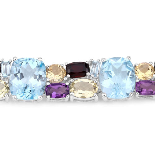 51.36 Carat Genuine Multi Stones .925 Sterling Silver Bracelet Bids.com