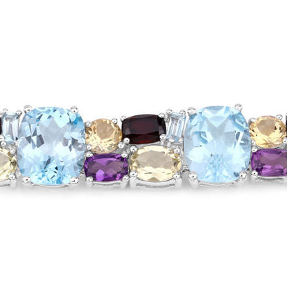 51.36 Carat Genuine Multi Stones .925 Sterling Silver Bracelet Bids.com