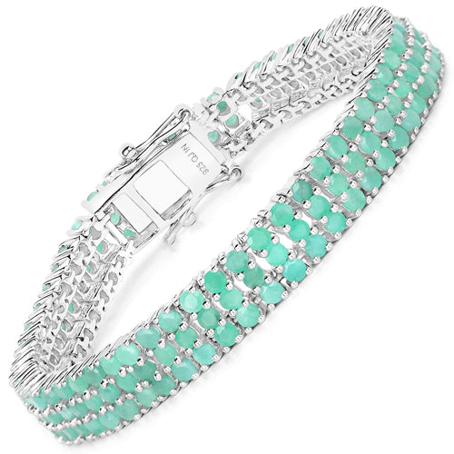 9.41 Carat Genuine Emerald .925 Sterling Silver Bracelet Bids.com