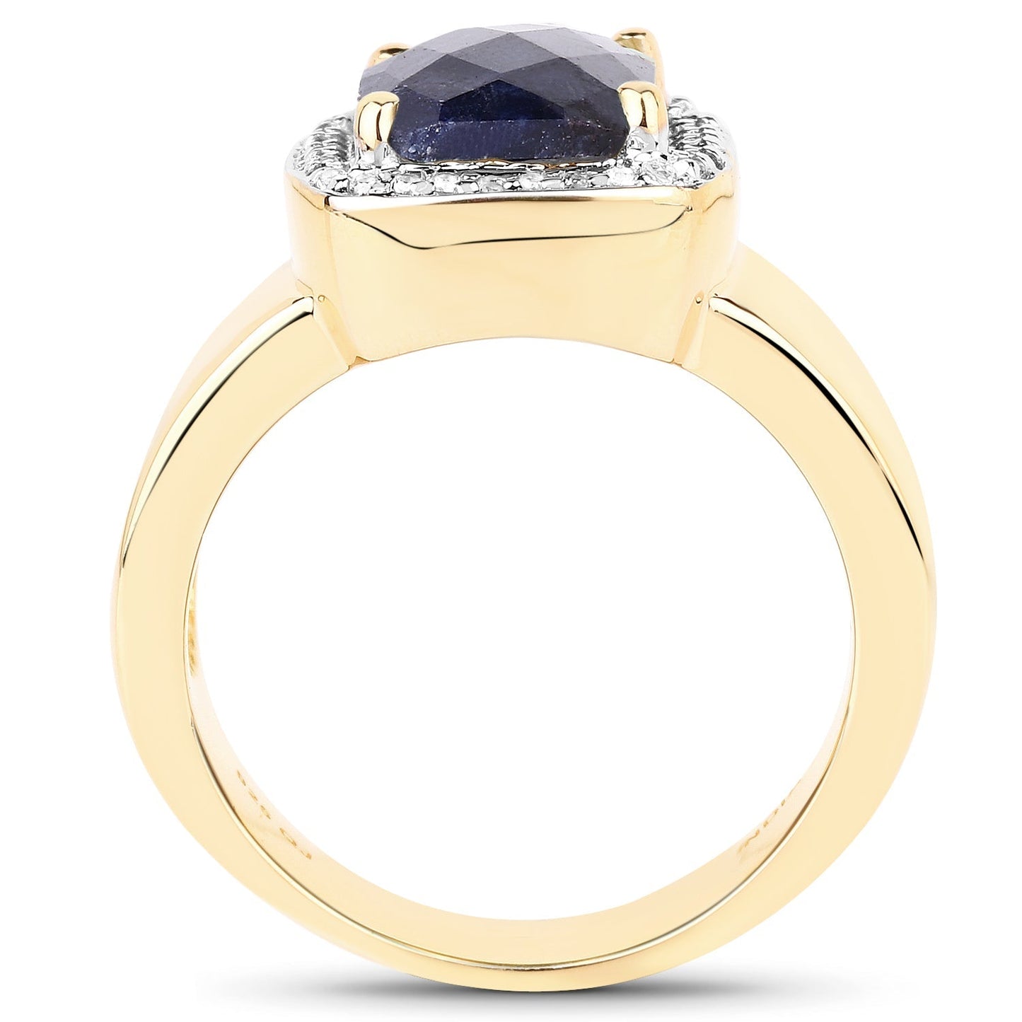 14K Yellow Gold Plated 4.07 Carat Dyed Sapphire and White Topaz .925 Sterling Silver Ring Bids.com