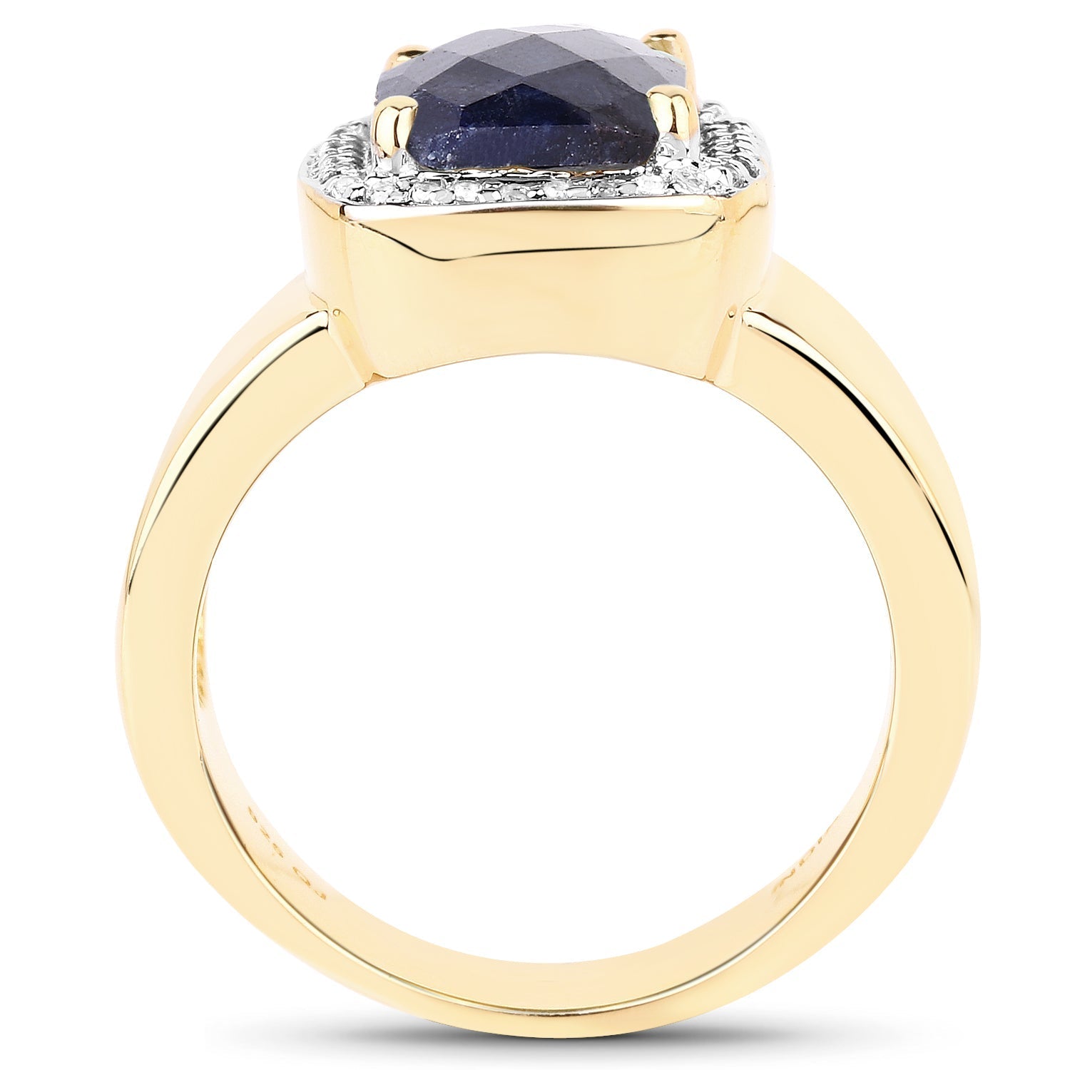 14K Yellow Gold Plated 4.07 Carat Dyed Sapphire and White Topaz .925 Sterling Silver Ring Bids.com