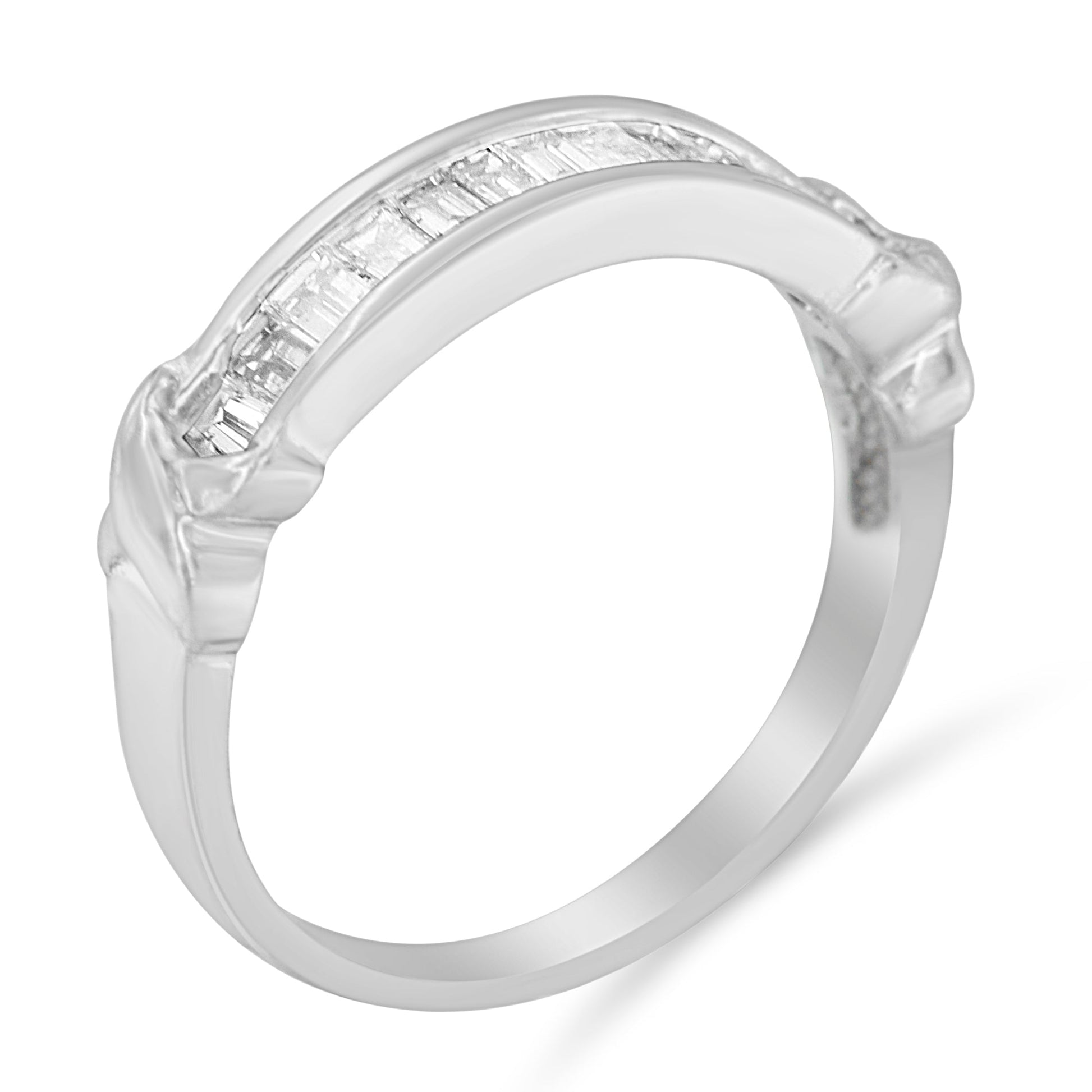 .925 Sterling Silver 1/2 Cttw Baguette Cut Diamond Channel Set X-Station Wedding Ring (H-I Color, I1-I2 Clarity) - Size 6-1/2 Bids.com