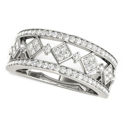 Diamond Studded Square Motif Ring in 14k White Gold (1/2 cttw) Bids.com