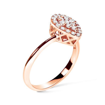 10K Rose Gold 3/8 Cttw Round-Cut Diamond Pear Promise Ring (I-J Color, I2-I3 Clarity) - Size 7 Bids.com