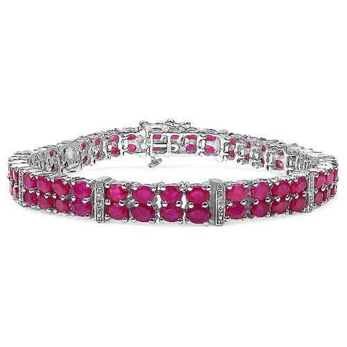16.77 Carat Genuine Glass Filled Ruby & White Topaz .925 Sterling Silver Bracelet Bids.com