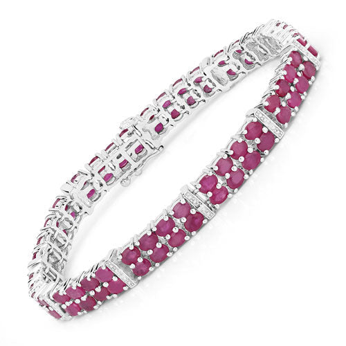 17.65 Carat Glass Filled Ruby and White Topaz .925 Sterling Silver Bracelet Bids.com