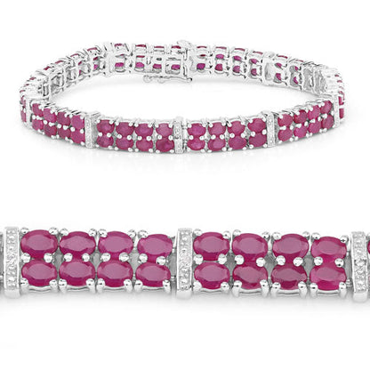 17.65 Carat Glass Filled Ruby and White Topaz .925 Sterling Silver Bracelet Bids.com
