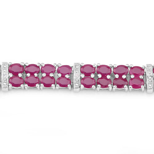 17.65 Carat Glass Filled Ruby and White Topaz .925 Sterling Silver Bracelet Bids.com