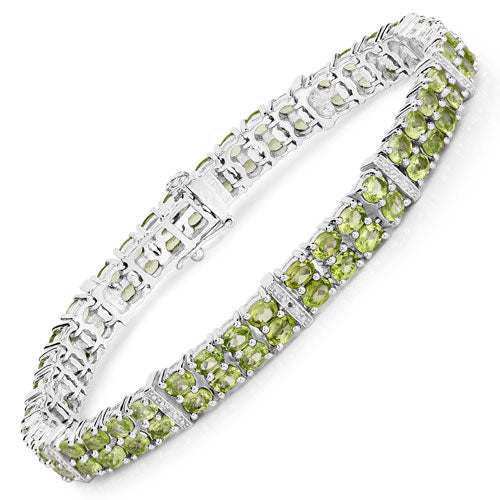 12.97 Carat Genuine Peridot and White Topaz .925 Sterling Silver Bracelet Bids.com