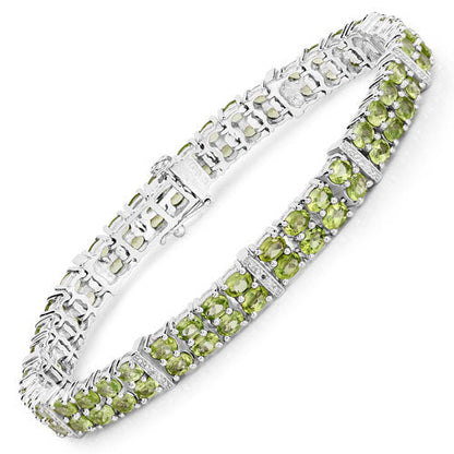 12.97 Carat Genuine Peridot and White Topaz .925 Sterling Silver Bracelet Bids.com