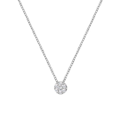 14K White Gold 1/4 Cttw Shared Prong Set Round-Ct Diamond 7 Stone Floral Cluster 18" Pendant Necklace (H-I Color, SI2-I1 Clarity) Bids.com