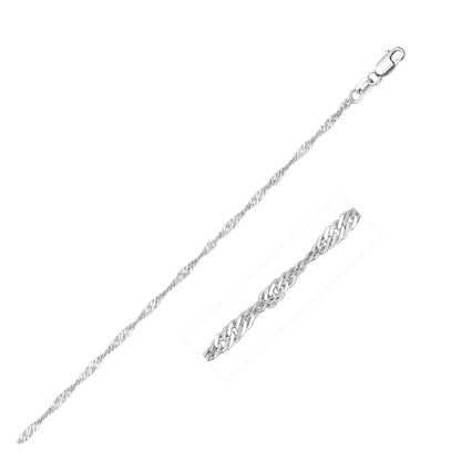 14k White Gold Singapore Chain 1.5mm Bids.com