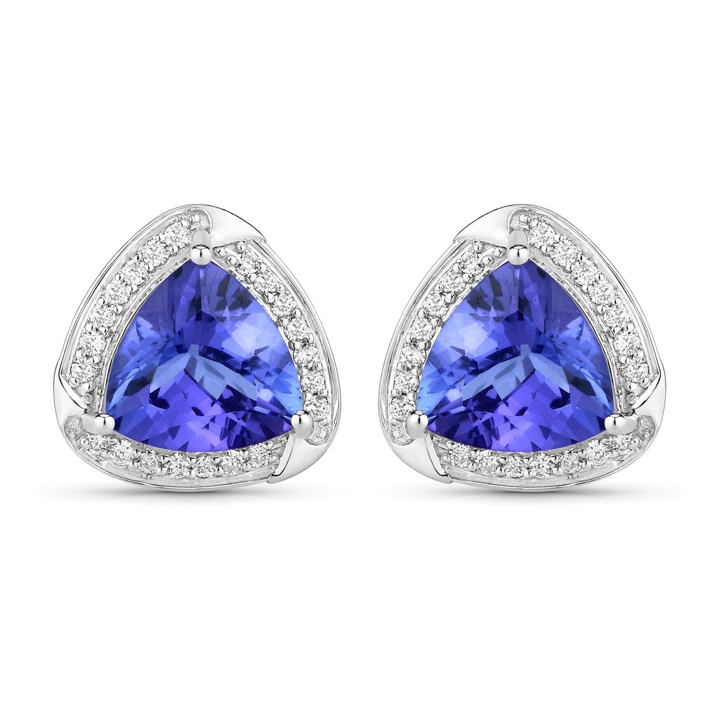 3.70 Carat Genuine Tanzanite and White Diamond 14K White Gold Earrings Bids.com