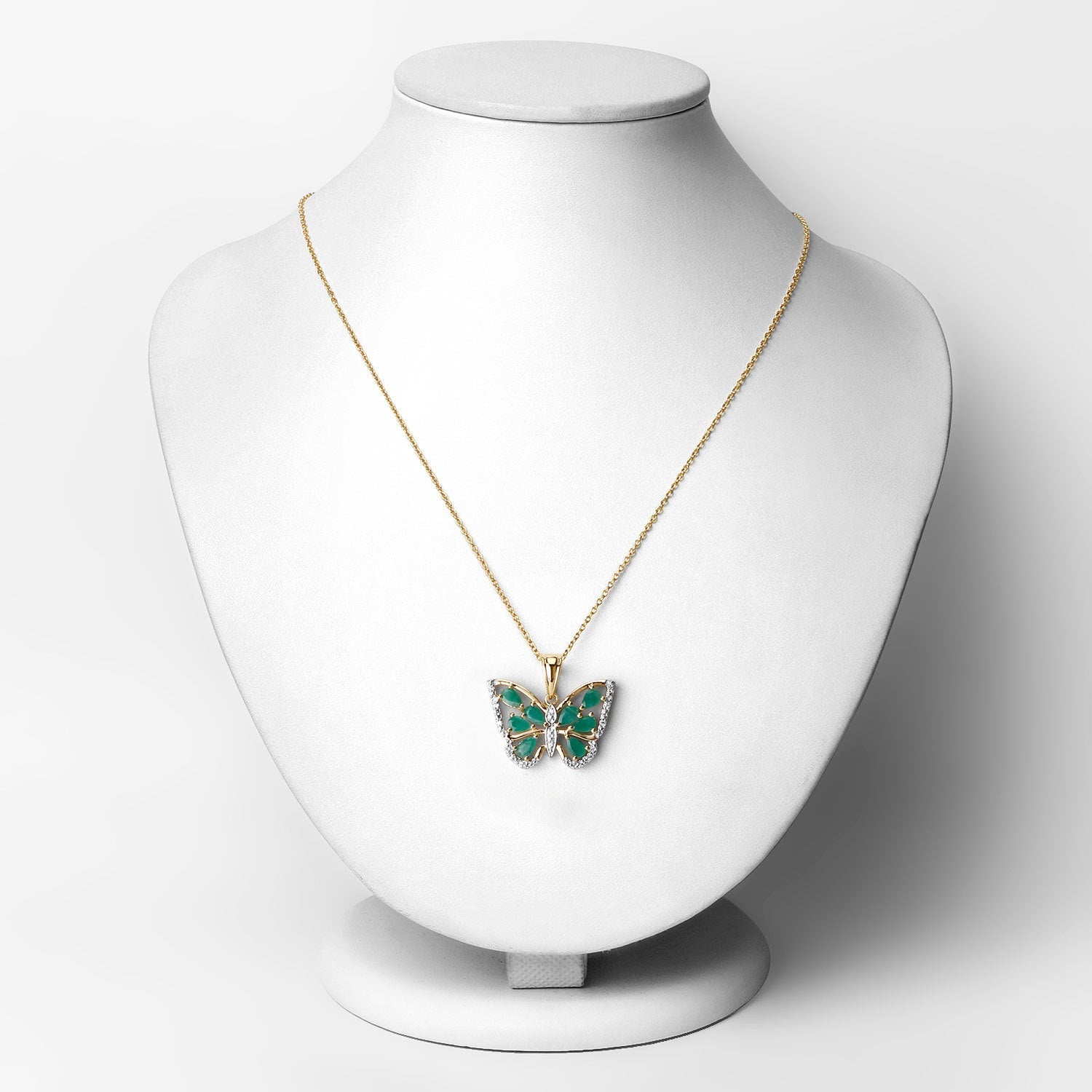 1.91 Carat Genuine Emerald and White Zircon .925 Sterling Silver Pendant Bids.com