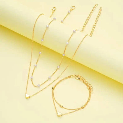 3pcs Heart Necklace & Bracelet Set for Women DailySale