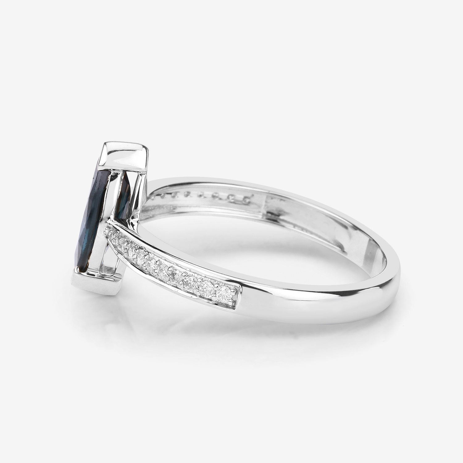 1.44 Carat Genuine Blue Sapphire and White Diamond 14K White Gold Ring Bids.com